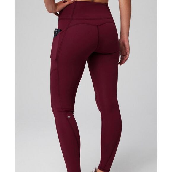 Fabletics PureLuxe Merlot Red 7/8 High Waisted Leggings, Size M/8 - Picture 3 of 7
